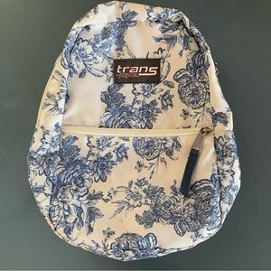 JanSport Trans mini blue and white floral 12.5” Meadow Backpack
